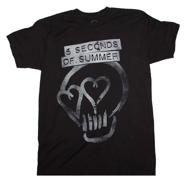 5 Seconds of Summer Silver Print Heartskull Tee is available at Rocker Tee