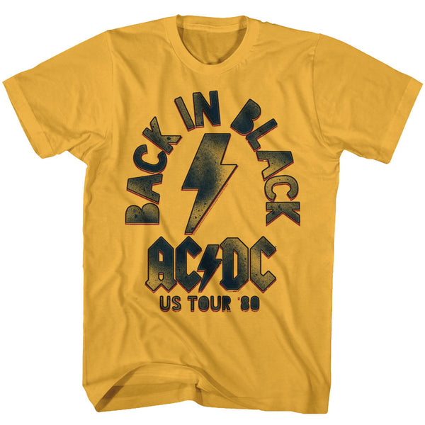 ACDC Back In Black US Tour 80 adult short sleeve tee.