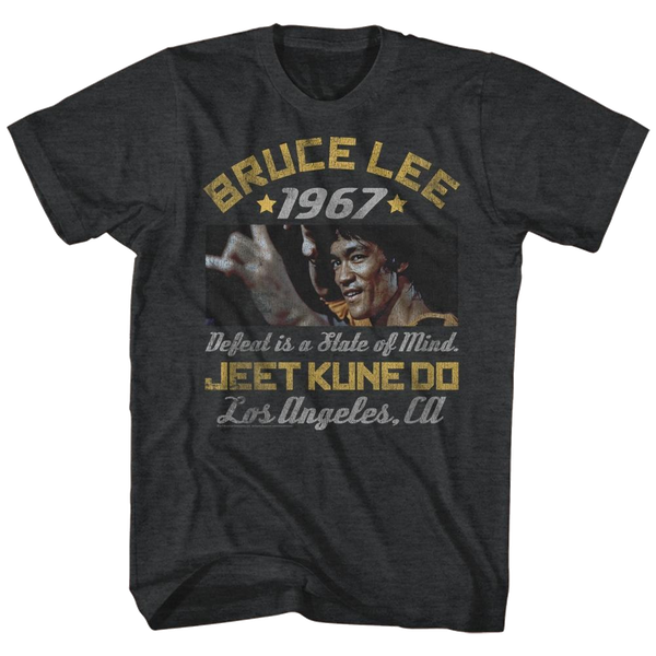 Bruce Lee 1967 Jeet Kune Do "Defeat Is a State of Mind" t-shirt is available at Rocker Tee