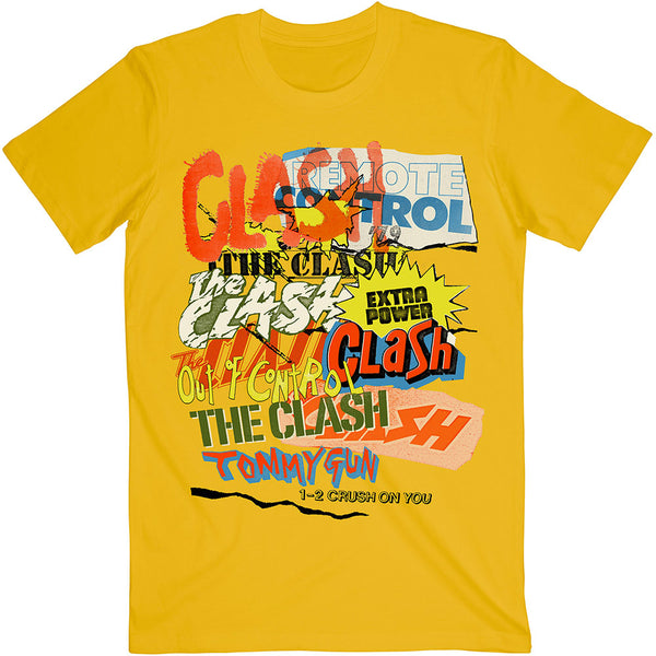 The Clash Unisex Tee: Singles Collage Text 