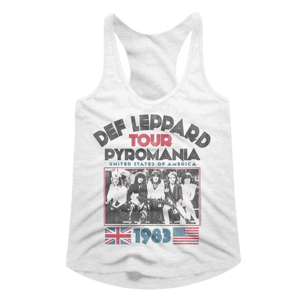 Def Leppard Pyromania Tour 1983 ladies racerback tank top.