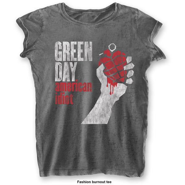 Green Day Ladies Fashion Tee: American Idiot Vintage (Burn Out) 
