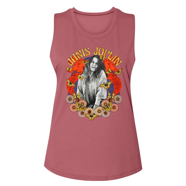 Janis Joplin Collage ladies muscle tank shirt.