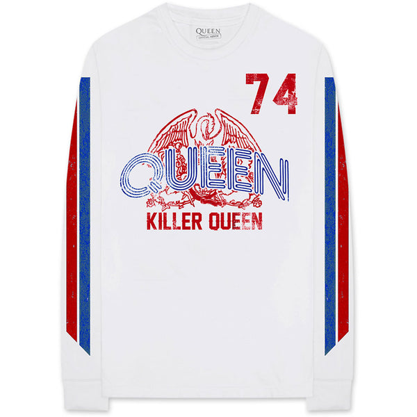 Queen Unisex Long Sleeved Tee: Killer Queen '74 Stripes (Arm Print) (XX-Large)