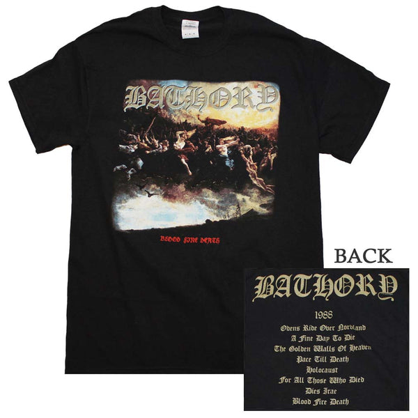Bathory T-Shirt Featuring Blood Fire Death and it's available at RockerTeeShirts.com