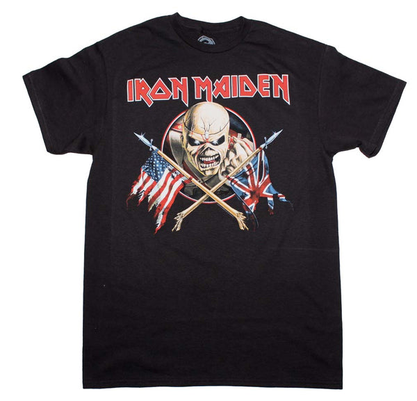 Iron Maiden Crossed Flags Tee is available at rockerteeshirts.com