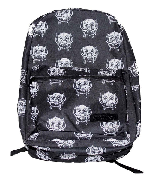Motorhead backpack with all over print is available at rockerteeshirts.com