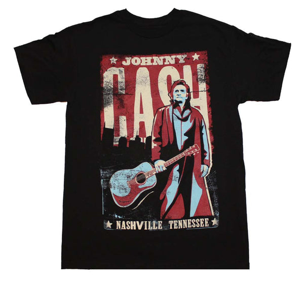 Johnny Cash T-Shirt Featuring Nashville Poster and its available at RockerTeeShirts.com