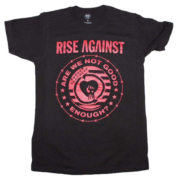 Rise Against Are We Not Good Enough? t-shirt is available at Rocker Tee.