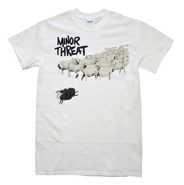 Minor Threat T-Shirt Featuring The Black Sheep Out Of Step. A really nice punk rock band t-shirt and it will make a nice addition to anyone's punk rock music memorabilia collection