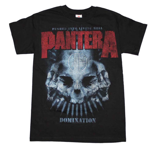 Pantera T-Shirt Featuring The Domination Skull Distressed Print is available at rockerteeshirts.com 