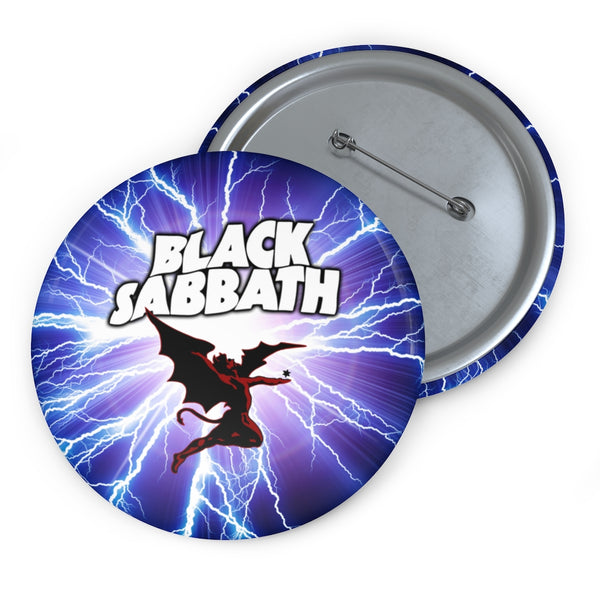 Black Sabbath Lightning White Logo Pin Buttons