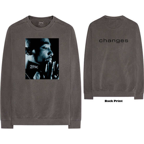 Tupac Unisex Long Sleeved Tee: Changes Side Photo (Back Print) (XX-Large)