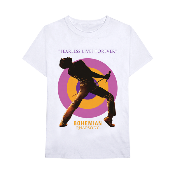 Queen Fearless Lives Forever Bohemian Rhapsody t-shirt is available at Rocker Tee