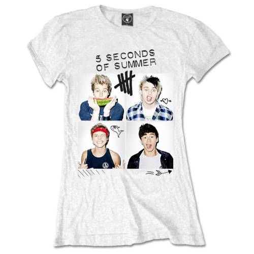 5 Seconds of Summer Ladies Tee: Scribbles (Skinny Fit) 