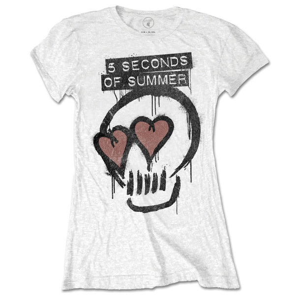 5 Seconds of Summer Ladies Tee: Heart Skull (XX-Large) 