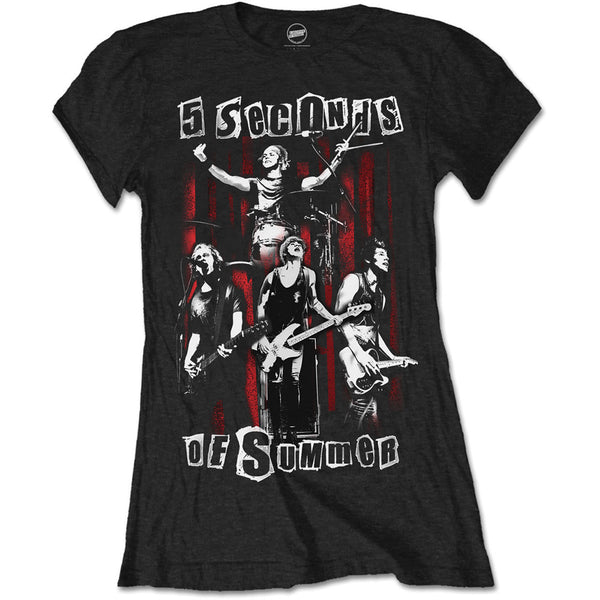 5 Seconds of Summer Ladies Fashion Tee: Spray Live (Skinny Fit) 