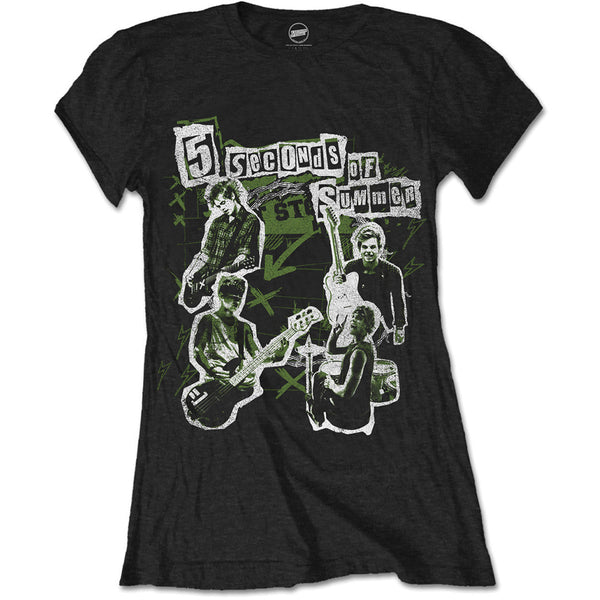 5 Seconds of Summer Ladies Tee: Live! Collage 