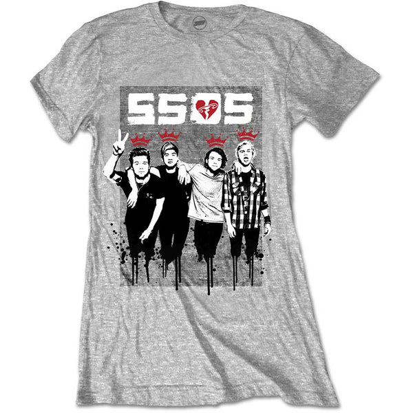 5 Seconds of Summer Ladies Tee: 2 Finger Dripped 