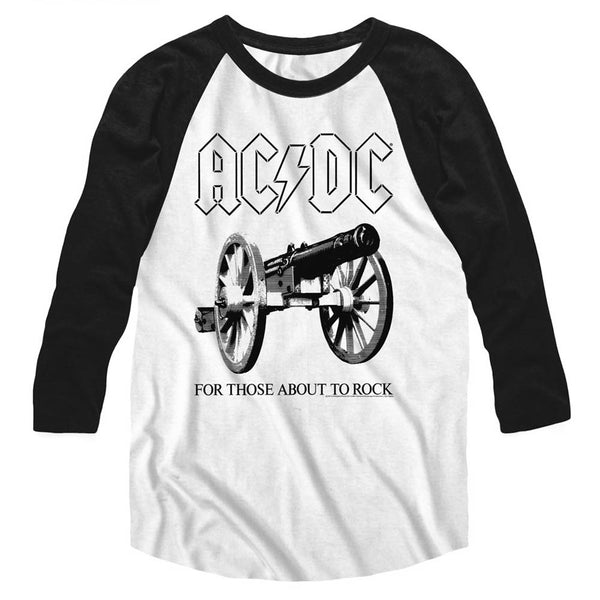 ACDC For Those About To Rock adult 3/4 sleeve raglan shirt.