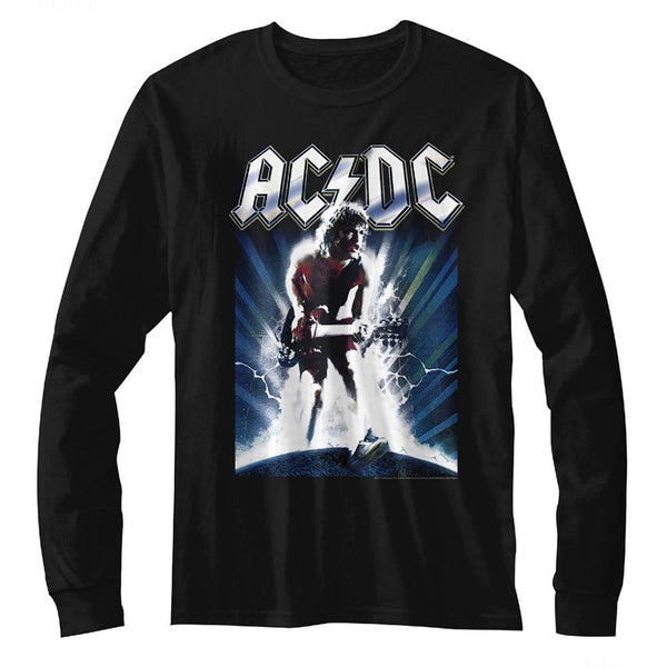 ACDC adult long sleeve shirt featuring Angus with the guitar.