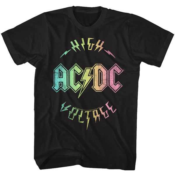 ACDC High Voltage multicolor adult short sleeve t-shirt.