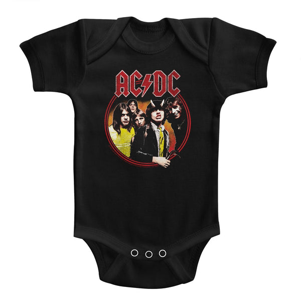 ACDC Highway To Hell Circle infant short sleeve bodysuit.