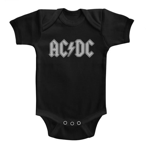 ACDC classic logo infant short sleeve bodysuit.