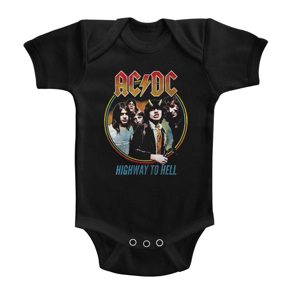 ACDC Highway To Hell tri-color infant short sleeve bodysuit.