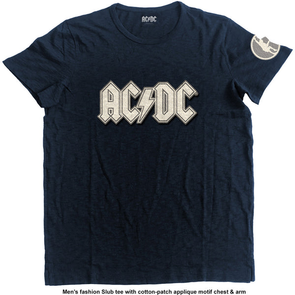 AC/DC Unisex Fashion Tee: Logo & Angus (Applique Motifs) (XX-Large)
