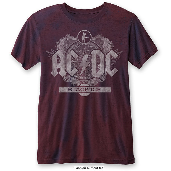 AC/DC Unisex Fashion Tee: Black Ice (Burn Out) (XX-Large)
