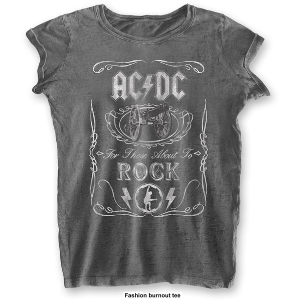 AC/DC Ladies Tee: Cannon Swig (Burn Out) (XX-Large)