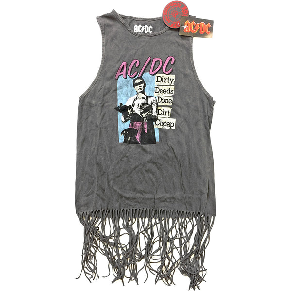 AC/DC Ladies Tee Dress: Dirty Deeds Done Dirt Cheap (Tassels) (XX-Large)