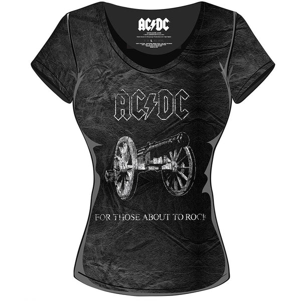 AC/DC Ladies Tee: About to Rock (Acid Wash) 