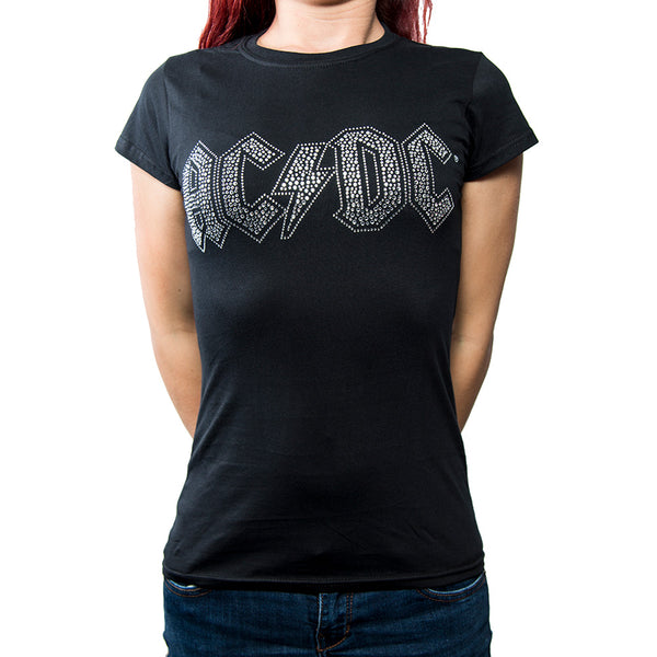 AC/DC Ladies Fashion Tee: Logo (Diamante) (XX-Large)