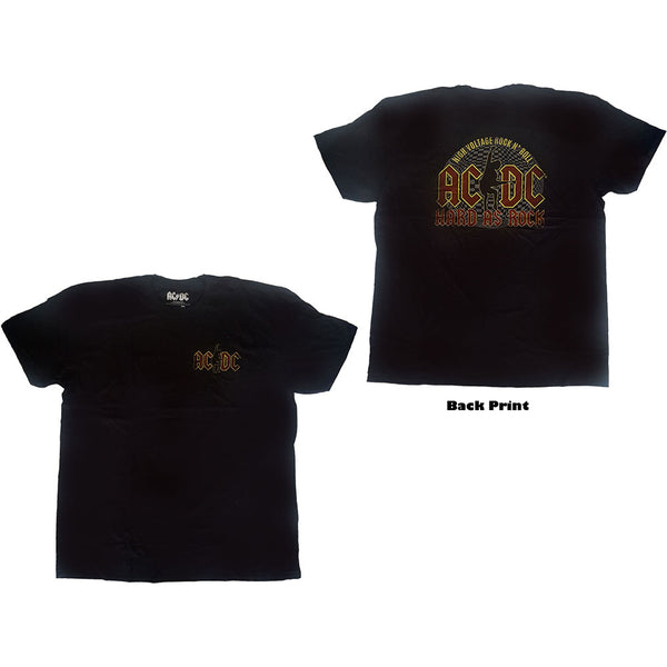 AC/DC Unisex Tee: Hard As Rock (Back Print) (XX-Large)