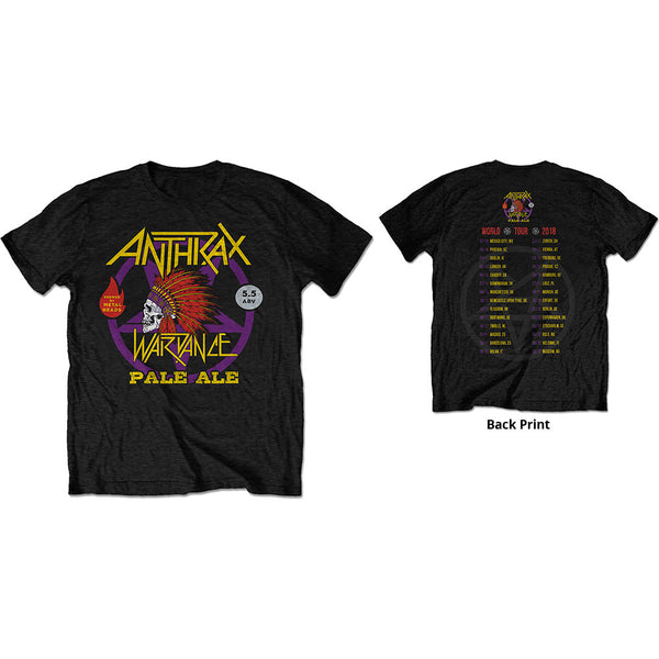 Anthrax Unisex Tee: War Dance Paul Ale World Tour 2018 (Ex Tour/Back Print) 