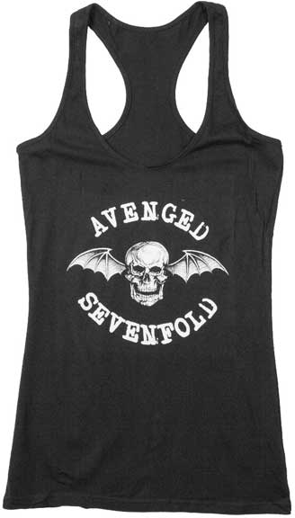 Avenged Sevenfold juniors racerback tank top featuring the Deathbat logo is available at Rocker Tee