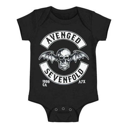 Avenged Sevenfold Deathbat onesie for babies is available at Rocker Tee