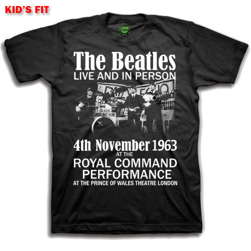 The Beatles Live & in Person kids t-shirt.