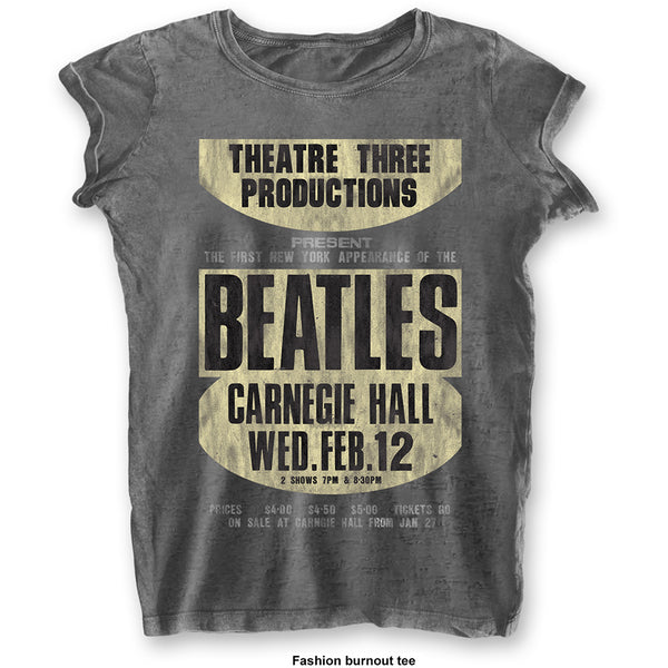 The Beatles Ladies Fashion Tee: Carnegie Hall (Burn Out) 