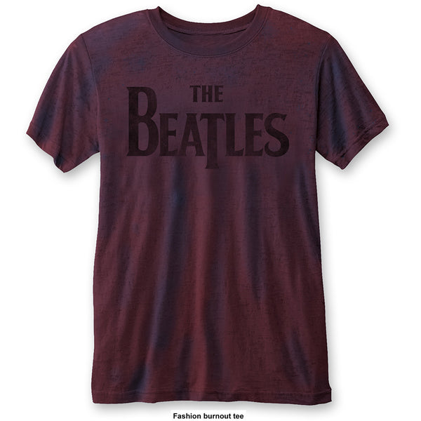 The Beatles Unisex Fashion Tee: Drop T Logo (Burn Out) 