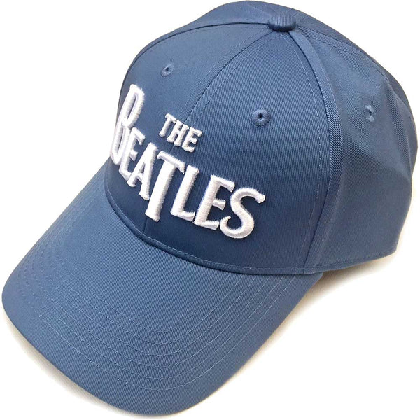 The Beatles Unisex Baseball Cap: White Drop T Logo (Denim Blue)