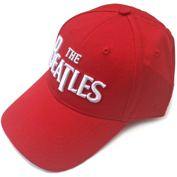 The Beatles Unisex Baseball Cap: White Drop T Logo (Red)