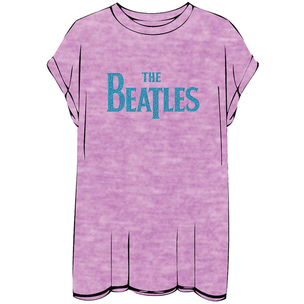 The Beatles Ladies Fashion Tee: Drop T Logo with Burn Out Finishing and Caviar Bead Application 