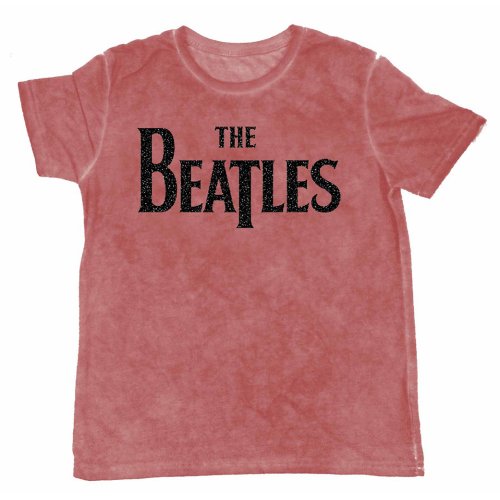 The Beatles Unisex Fashion Tee: Drop T Logo (Burn Out/Flocked) 
