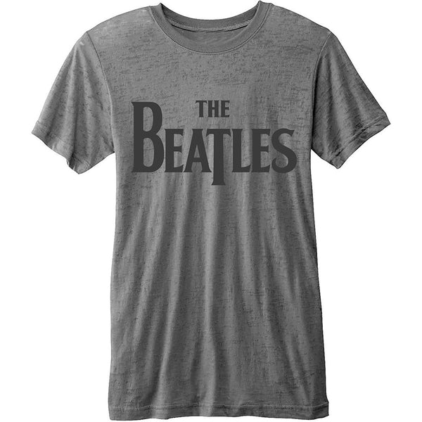 The Beatles Unisex Fashion Tee: Drop T Logo with Burn Out Finishing 