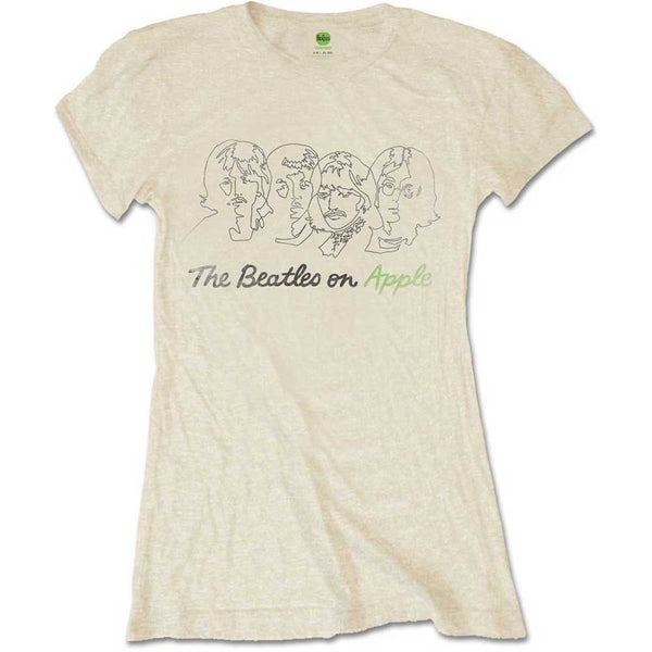 The Beatles Ladies Tee: Outline Faces on Apple 