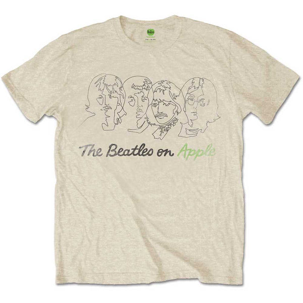 The Beatles Unisex Tee: Outline Faces on Apple 