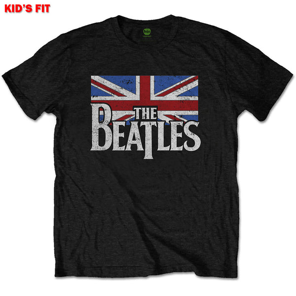 The Beatles Kids Tee: Dop T Logo & Vintage Flag 